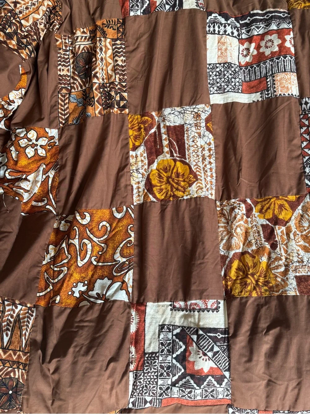 Vintage Polynesian/Hawaiian mid-century barkcloth inspired Quilt